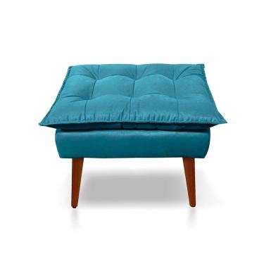 Imagem de Puff Opala Decorativo Panqueta De Apoiar Os Pés Suede Azul Tiffany