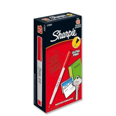 Imagem de Marcador Permanente Ultrafino, Sharpie, 1776934, Vermelho, Pacote de 12