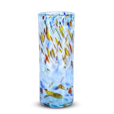 Imagem de Vaso aquático de 24 cm de altura, vaso de vidro soprado à mão, verde, centros de mesa aqua modernos, vasos de boca larga para decoração de botões e flores – ideal para sala de estar, cozinha