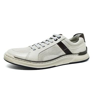 Imagem de Sapatênis Masculino Democrata Denim loop 151201 Off-white 43