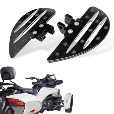 Imagem de Sresk Tábuas de chão para motorista | Apoio para os pés grande e largo compatível com acessórios Can Am Spyder F3 / F3-S / F3-T (2015-2025) | Alumínio | Preto (estilo gota de água)