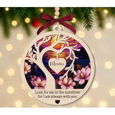 Imagem de Ornamento Memorial Mormor - Lembrança de 2 camadas de madeira e acrílico - Presente de simpatia pela perda de Mormor - Enfeite de Natal de luto 10 cm