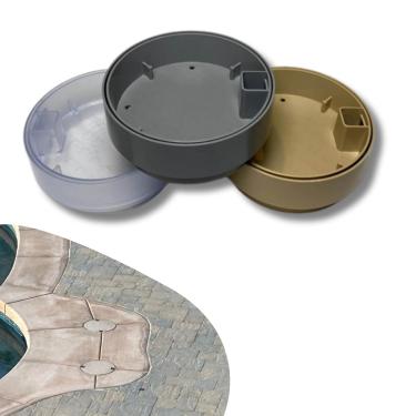 Imagem de One Stop Outdoor Capa de escumadeira de piscina Pouralid redonda de 15 cm - Combine sua tampa de acesso ao ralo da tampa do escumador com o concreto feito nos EUA Premium (TAN)