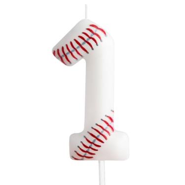 Imagem de Vela de aniversário, velas com número de aniversário com tema de beisebol, topo de bolo de vela para meninos, meninas, crianças, topo de bolo de aniversário, reuniões temáticas, suprimentos de festa