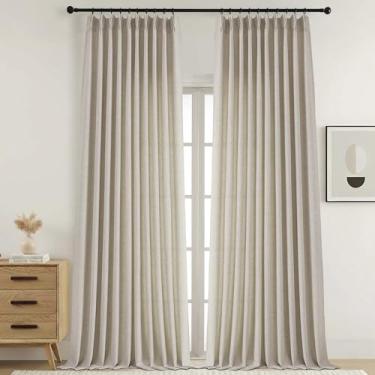 Imagem de Ebesto Cortinas plissadas extra largas de 300 cm de comprimento, cortinas macias e arejadas texturizadas com filtragem de luz para sala de estar, porta de vidro deslizante, cortinas elegantes, cor de