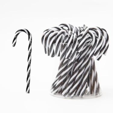 Imagem de 32 peças de bengalas de doces de Natal de plástico para pendurar em árvore de Natal, muleta torcida, bastões de doces para artesanato de Natal, decoração interna e externa (preto (12 cm)