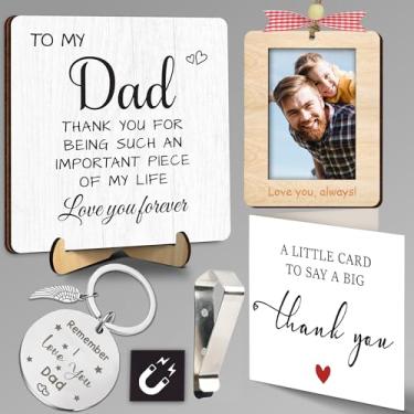 Imagem de Presentes de Natal do pai da filha filho, sinal de apreciação do dia dos pais, enfeite de moldura de imagem, clipe de viseira de carro, ímã de geladeira, chaveiro Best Dad Everth, cartão de