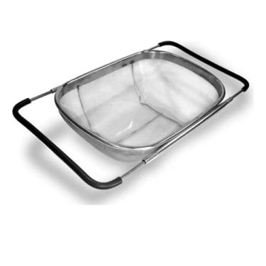 Imagem de Escorredor Expansível para Pia em Aço Inox, Peneira Grande com Alça, Multiuso para Cozinha, Lavar Verduras e Legumes