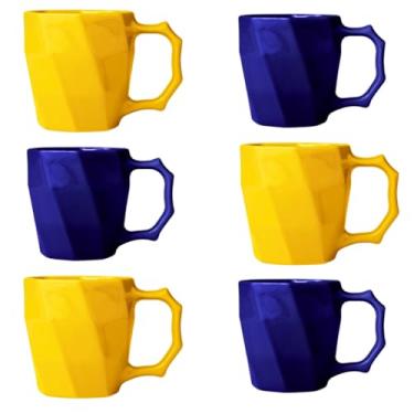 Imagem de Jogo de Xicara, Jogo de Canecas Cerâmicas Kit 6 peças Louça Café Da Manha Conjunto(AMARELO/AZUL)