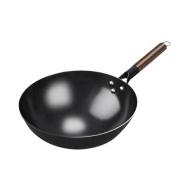 Imagem de IEUDNS Panela Wok de Ferro Panela Wok Panela para Ovos Panela Prática Frigideira Sem Revestimento Antiaderente Wok para Sala de Jantar Cozinha Barracas de, Xl Não Assist Handle