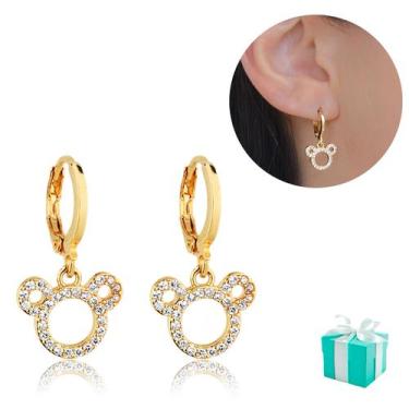 Imagem de Brinco Argola Infantil Cravejado Antialérgico Semijoia Luxo - Santo Es