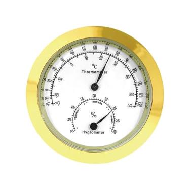 Imagem de IEUDNS Termômetro e Higrômetro Analógico de 1,69 polegadas com Mostrador Redondo para Porão, Ouro