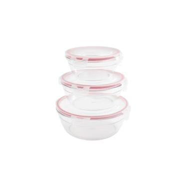 Imagem de Conjunto 3 Potes Herméticos Multiuso com Tampa, Transparente, Plástico, 400ml/900ml/2000ml, Empilhável, Livre de BPA