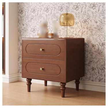 Imagem de SPXMQSS Mesa de cabeceira com 2 gavetas, armário de cabeceira para cama de mola, cômoda de cabeceira de madeira, armário lateral para quarto, sala de estar, 43 x 40 x 48 cm marrom