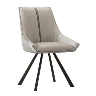 Imagem de SPXMQSS Cadeiras de mesa de jantar, cadeiras de jantar giratórias com apoios de braços e pernas de metal, cadeira estofada de sala de estar com encosto para sala de estar, recepção, restaurante, cinza