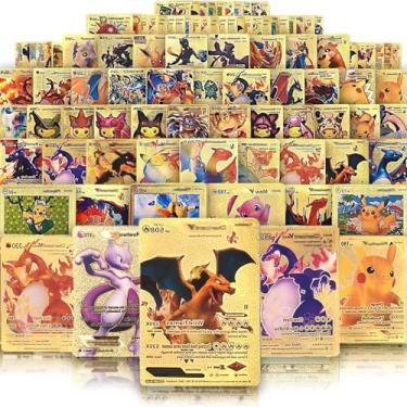 Imagem de 55 PCS Gold Cards Packs Vmax V EX GX Rare Golden Cards Deck Box Gold Foil Card for Fans/Kids/Collectors Gifts (No Duplicates)