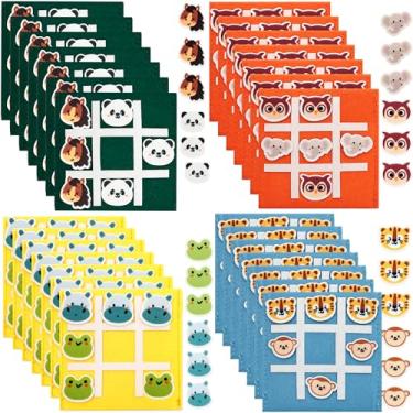 Imagem de Octaday Conjunto de 28 sacos de dedo do pé Tic Tac Toe Game Selva Animais da Selva Crianças Brindes Tic Tac Toe Bolsas para Safari Animal Festa de Aniversário Mini Jogos Prêmio Sala de Aula