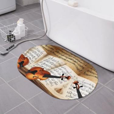 Imagem de Zeraoke Borboleta e violoncelo - Tapete de banho de terra de diatomáceas com estampa de 39,9 x 59,9 cm - antiderrapante, secagem rápida para banheiro e cozinha, suporte de borracha