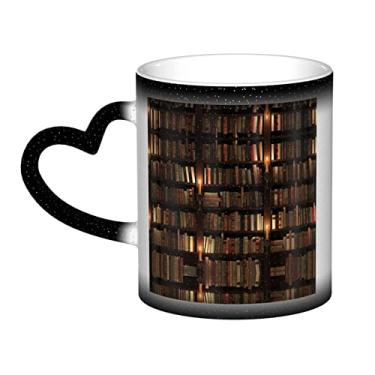 Imagem de Book Room Copo de café divertido biblioteca misteriosa, mágica, sensível ao calor, mudança de cor, 12 Oz, para café/chá/leite/cacau, para adolescente/aniversário/festival/presentes