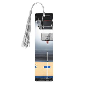 Imagem de ZERAOKE Marcadores de página de madeira personalizados com estampa de basquete, acessórios exclusivos para homens e mulheres, atende a todas as necessidades dos amantes de livros, cinza