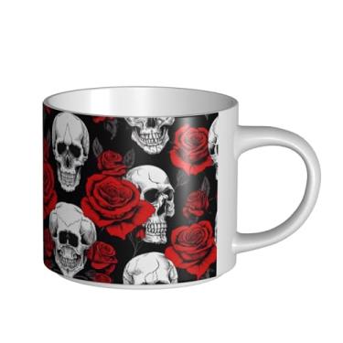 Imagem de ZERAOKE Caveira de Halloween - Caneca de cerâmica grande para café, grande capacidade para escritório e casa, lavável na lava-louças, design com alça em C.