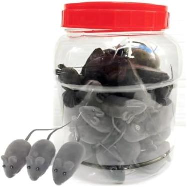 Imagem de Brinquedos pequenos, formato rato, material sintetico, interativos, barulhentos, atrativos, felinos, pacote grande, divertidos