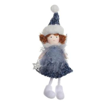 Imagem de Generic Pingente de Anjo de Natal Artigos de Festa de Desenho Animado Bonito Pingente Pendurado Presente Infantil Feito à Mão (Azul)