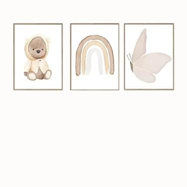 Imagem de PHWWDSUQA Pôster infantil de arte de parede de berçário de animais de safári, imagens de parede nórdicas boho para, pôsteres para sala de estar para casa, quarto 40 x 60 cm sem moldura