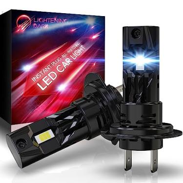 Imagem de LIGHTENING DARK Lâmpadas H7, sem necessidade de adaptador 600% de brilho 6500K xenon branco 1:1 tamanho mini com ventilador sem fio sem polaridade H7 farol de neblina (pacote com 2)