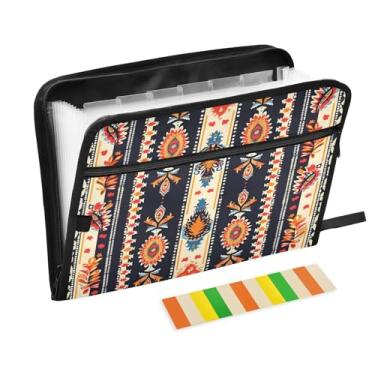 Imagem de CEBUGI Pasta expansível de 13 bolsos, impermeável, sanfonada, organizador de arquivos com etiquetas tamanho A4, organizador de documentos de papel para escola, material de escritório, boho floral
