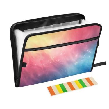 Imagem de Wassud Pasta organizadora de arquivos sanfonada gradiente pastel com letras A4, pasta organizadora de documentos, pasta de arquivos expansível, 13 bolsos