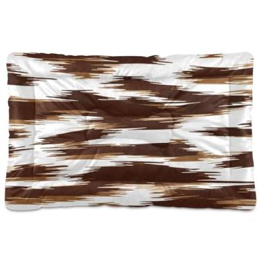 Imagem de Wassud Cama de cachorro com estampa de vaca marrom abstrata, tapete lavável para animais de estimação para cães e gatos, almofada de cama de viagem antiderrapante, almofada de canil para uso interno e
