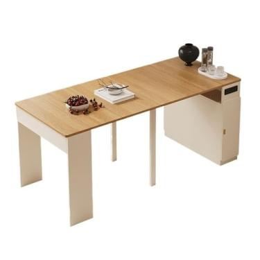 Imagem de conjunto de jantar Mesa de jantar escalável, apartamento pequeno dobrável, sala estar moderna e simples, multifuncional(Natural)