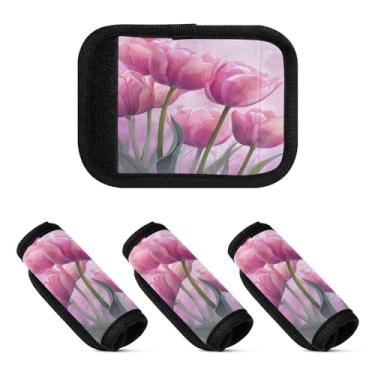 Imagem de Qilmy Lindas tulipas coloridas pacote com 2 identificadores de bagagem, identificadores de bagagem, capa confortável para carrinho de bebê, mala de viagem, acessórios de viagem de avião650
