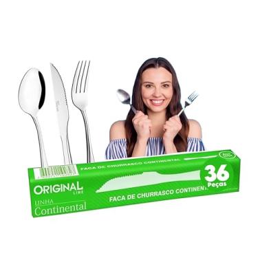 Imagem de Jogo Garfo Faca Colher Inox 36 Peças Restaurante Buffet Bar