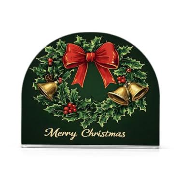 Imagem de xigua Guirlanda de Natal com folhas de azevinho suporte de guardanapo para mesas, elegante suporte de guardanapo de papel de placa acrílica, dispensador de papel de seda independente moderno para