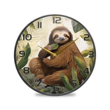 Imagem de YETTASBIN Relógio de parede acrílico preguiça – Silencioso, sem tique-taque, operado por bateria, relógio redondo decorativo criativo para cozinha, sala de estar, banheiro, decoração de escritório em