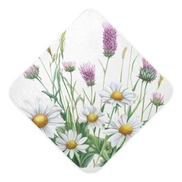 Imagem de STAYTOP Toalhas de bebê com capuz de musselina de flores silvestres aquarela, toalha de banho super macia, toalhas de banho absorventes para banho recém-nascido unissex 89 x 89 cm