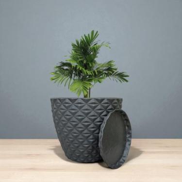 Imagem de Vaso Decoratico Planta Flor Coluna Diamante 20x23 Jardim Varanda Polietileno (Preto)