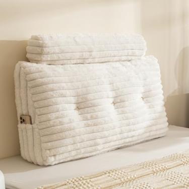 Imagem de HIGOGOGO Almofada triangular de cabeceira com almofada cilíndrica e enchimento de espuma de memória, almofadas de sofá-cama para sentar, ler ou trabalhar com capa removível, solteiro 100 x 50 cm