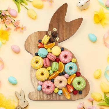 Imagem de Potchen Tábua de servir de madeira de coelhinho da Páscoa, 38 cm x 24 cm de espessura, tábua de cortar cozinha, engraçada, em forma de coelho, bloco de charcutaria de madeira não tóxico para