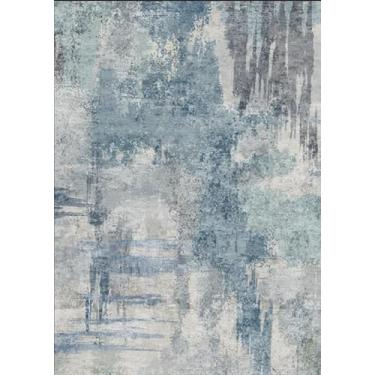 Imagem de BYYVOO Tapetes de entrada abstratos 7,5 x 12,5 cm: lavável à máquina tapete antiderrapante aconchegante - tapete macio baixo pequeno moderno para quarto, entrada, cozinha - tapete de piso interno