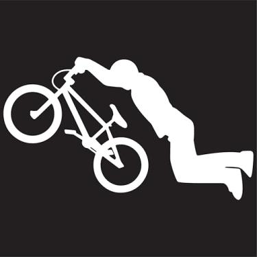 Imagem de Adesivo Decorativo BIKE BICICLETA BICICROSS Ideal para notebook carro portas Paredes Quarto Infantil vários tamanhos (BRANCO, 14x8cm)