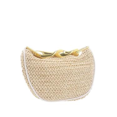 Imagem de Bolsa em Ráfia – Com Alça Metalizada Dourada-Feminino