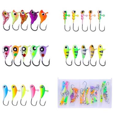 Imagem de Pezlun Kit de pesca no gelo, iscas de pesca no gelo essenciais para iniciantes para fisgar peixes grandes e carretel na diversão! (A25 peças)