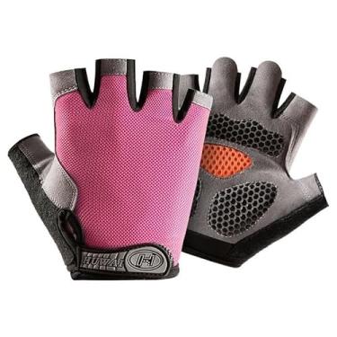 Imagem de Luva Esportiva Meio Dedo Unissex com Gel Antichoque, Respirável, para Academia e Ciclismo Mtb Speed - Rosa - Tamanho M
