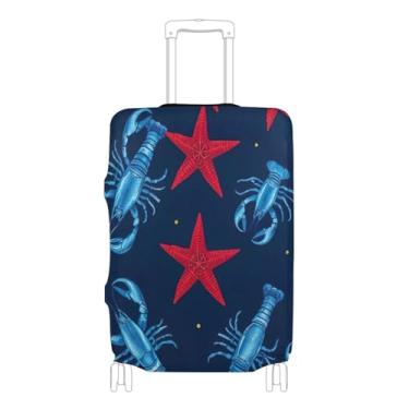 Imagem de Capa protetora de bagagem, personalizada, lagosta náutica, estrela, proteção azul, estampas, capa de viagem, P, serve para capa de 45 a 50 cm, Lagosta náutica azul, M 22-24 in, Capa de mala