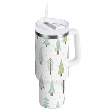 Imagem de Joisal Copo de água de árvore de Natal com canudo e garrafas de água reutilizáveis de aço inoxidável