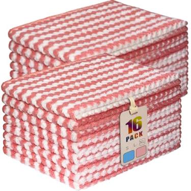 Imagem de AIWIWH Toalhas de prato, panos de limpeza de microfibra de veludo coral, super absorventes e de secagem rápida, panos de prato reutilizáveis sem fiapos para cozinha, lavar pratos (16, X rosa grande)