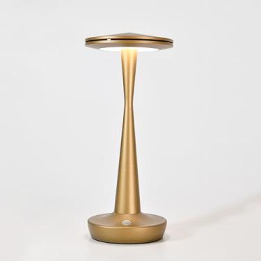 Imagem de Willdoak Candeeiro de mesa sem fio recarregável, luz de mesa portátil operada por bateria de 6000 mAh, luminária de mesa LED de escurecimento para restaurante/pátio/exterior (Bronze)